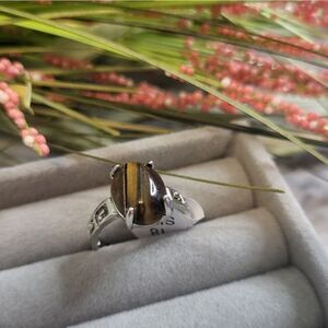 Solitaire Tiger Eye Stones Rings Geometric Retro Fashion